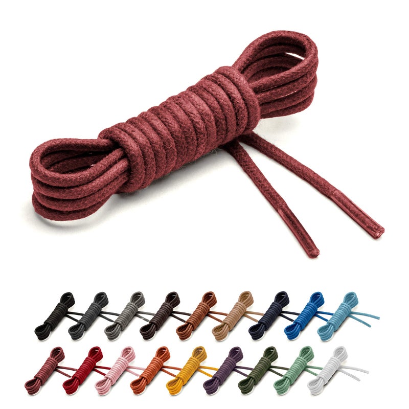 Benchmark Basics Brick Red 33" Round Waxed Cotton Shoelaces | 2mm (5/64â€) Width (33 Inches, Brick Red) - Image 1